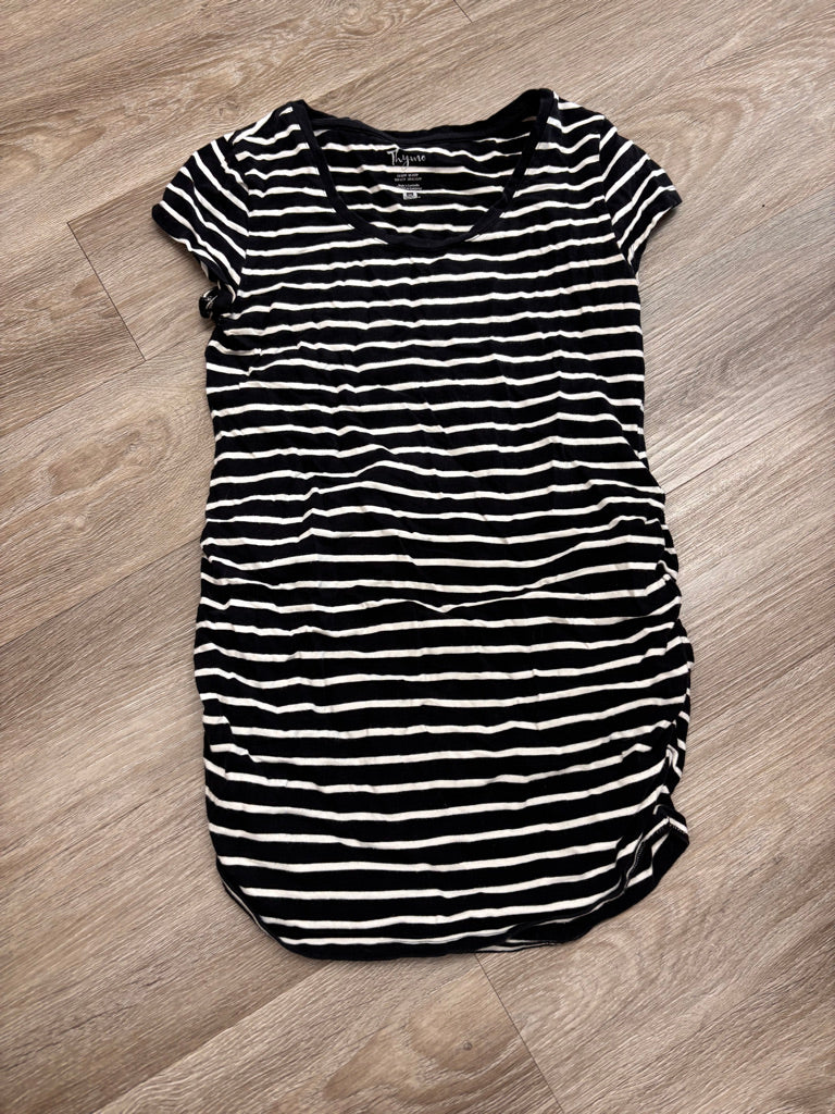 Thyme Maternity T-Shirt – Size XS (Black/White, Scoop Neck)
