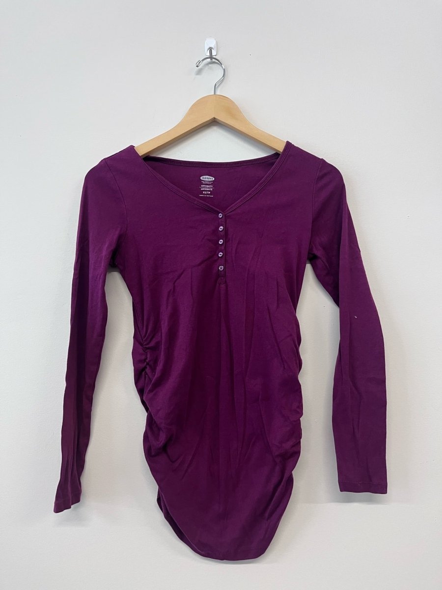Old Navy Maternity Top (XS, Long Sleeve, Burgundy) - Nest and Sprout - Consignment