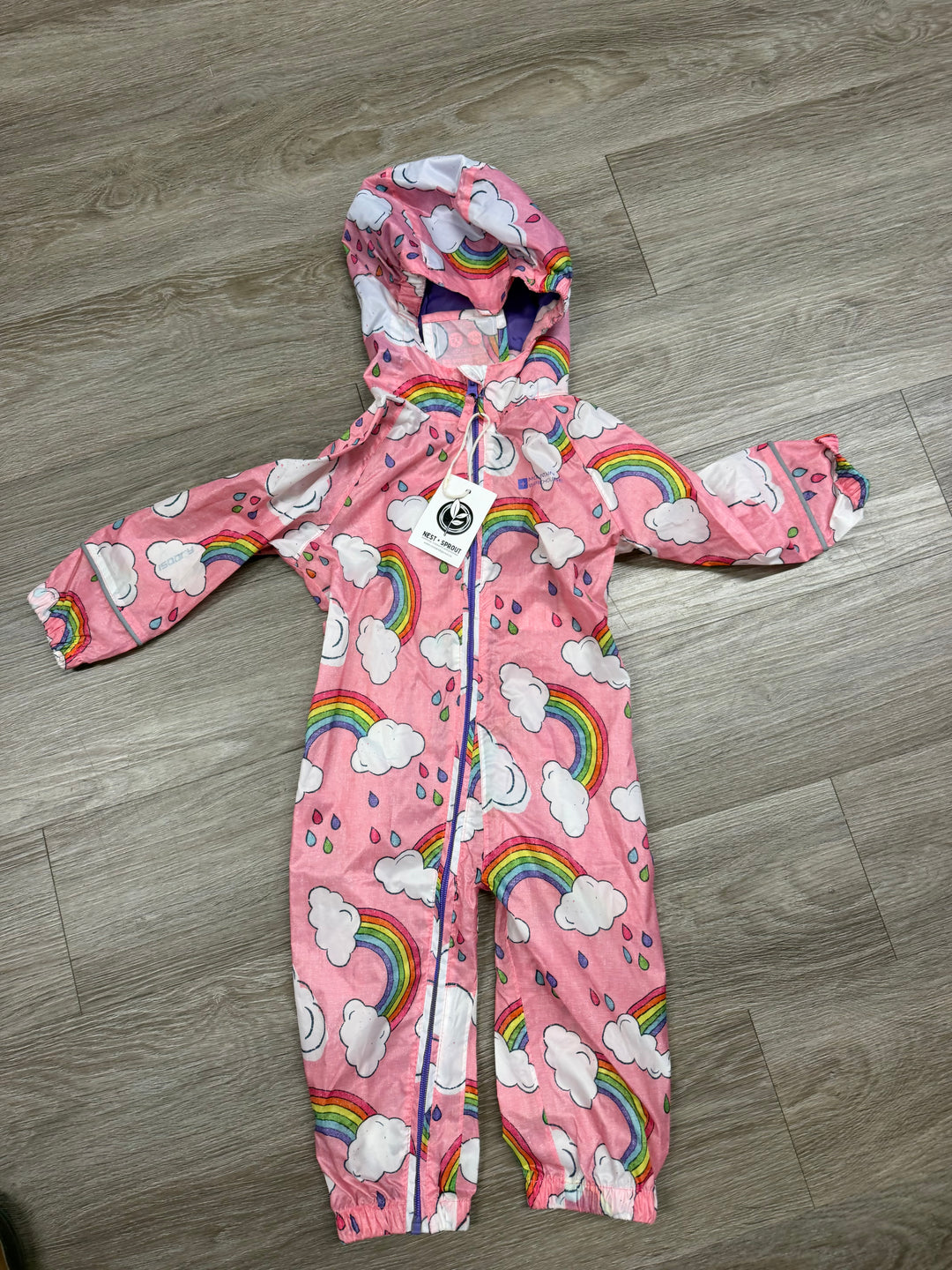 Mountain Warehouse Rainsuit – 12-18 Months | Pink | Rainbows