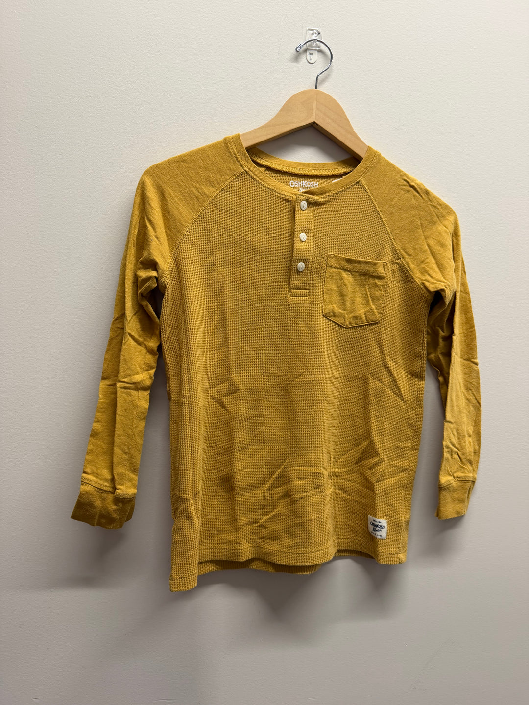 OshKosh Waffle Knit Long Sleeve – 12 | Gold Yellow Lightweight Sleeves