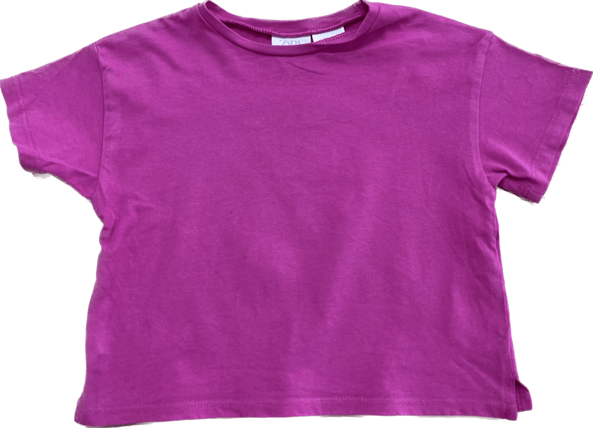 ZARA Bright Pink Boxy Crop Top – 9 - 12 Months - Nest and Sprout - Consignment