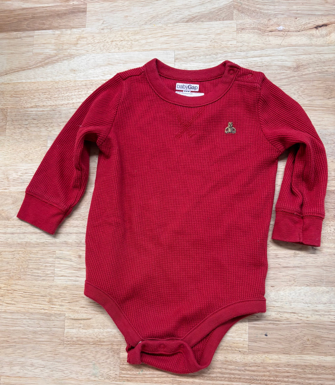 GAP 6–12M Waffle Bodysuit – Red