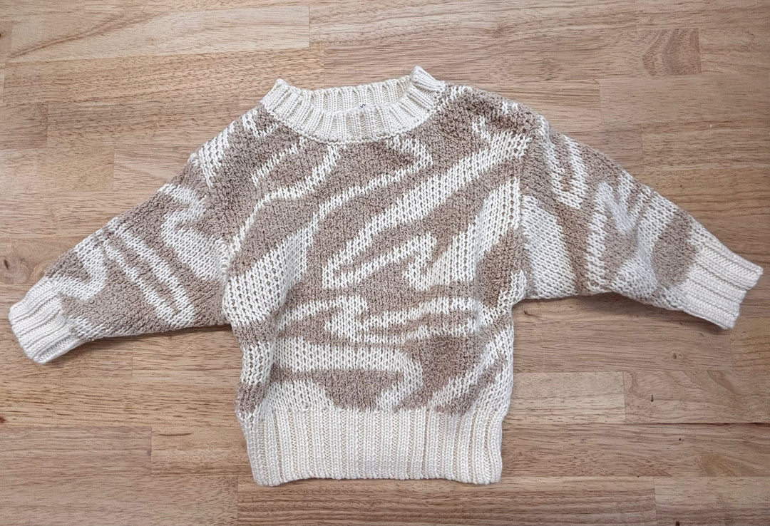 Grown 6–12M Pullover Sweater (Cream/Beige Print)