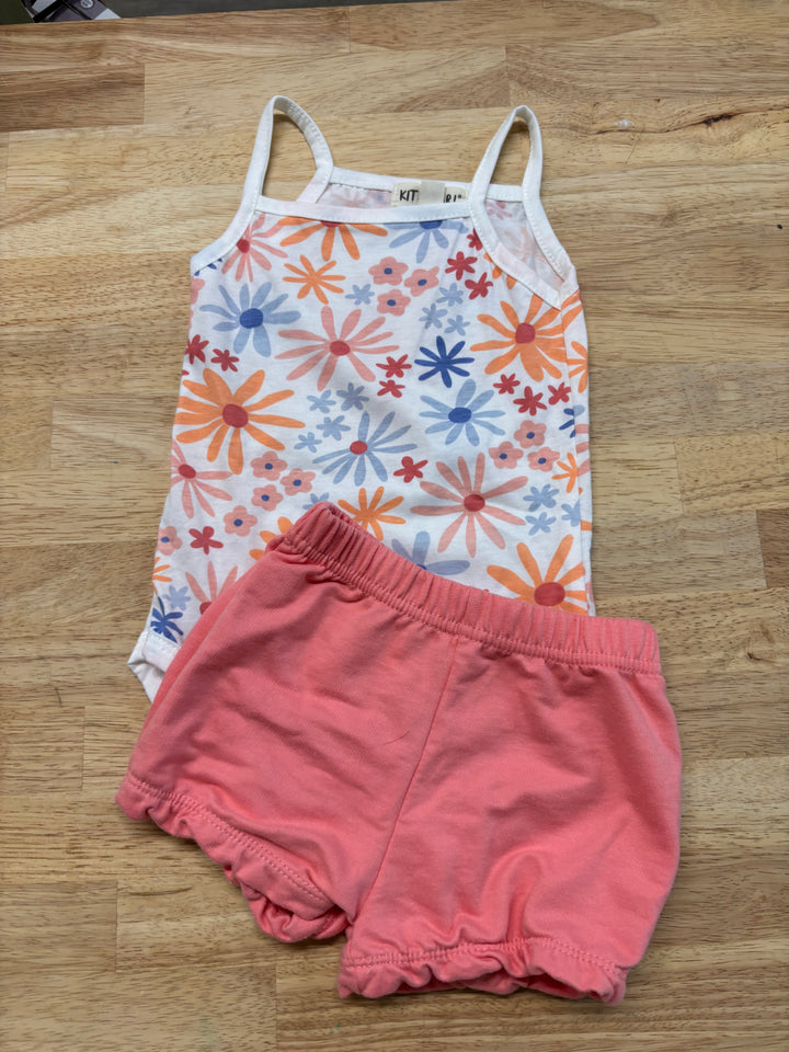 Kit & Pearl Set – 6-9M Floral Bodysuit & Shorts