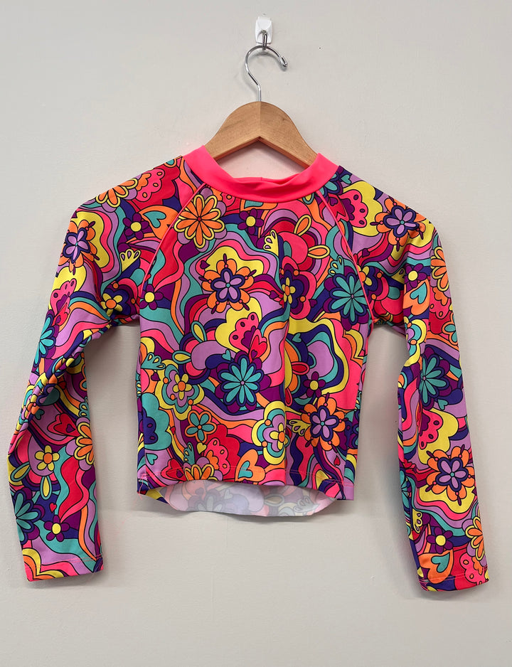Bella Birdie 10/12 Rash Guard Top - Neon Print IMPERFECT