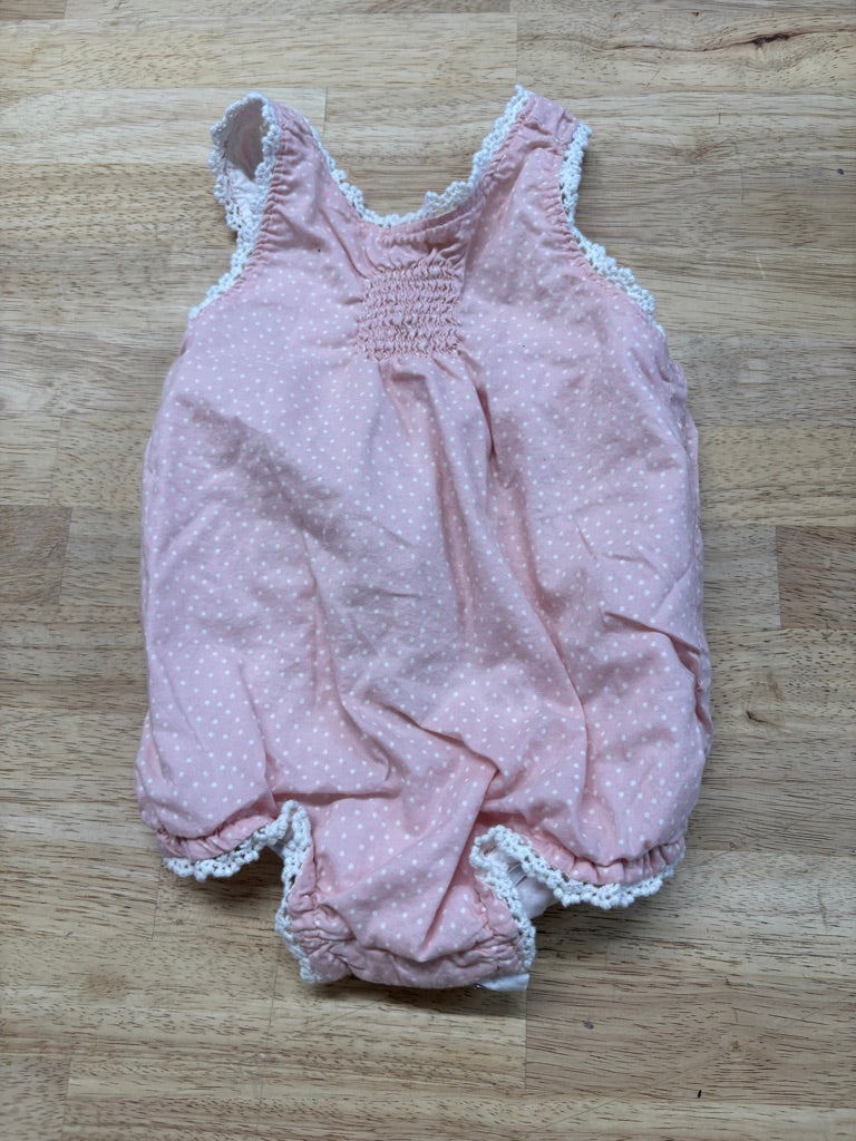 Savanna Polka Dot Bubble Romper Pink | Size 3–6M