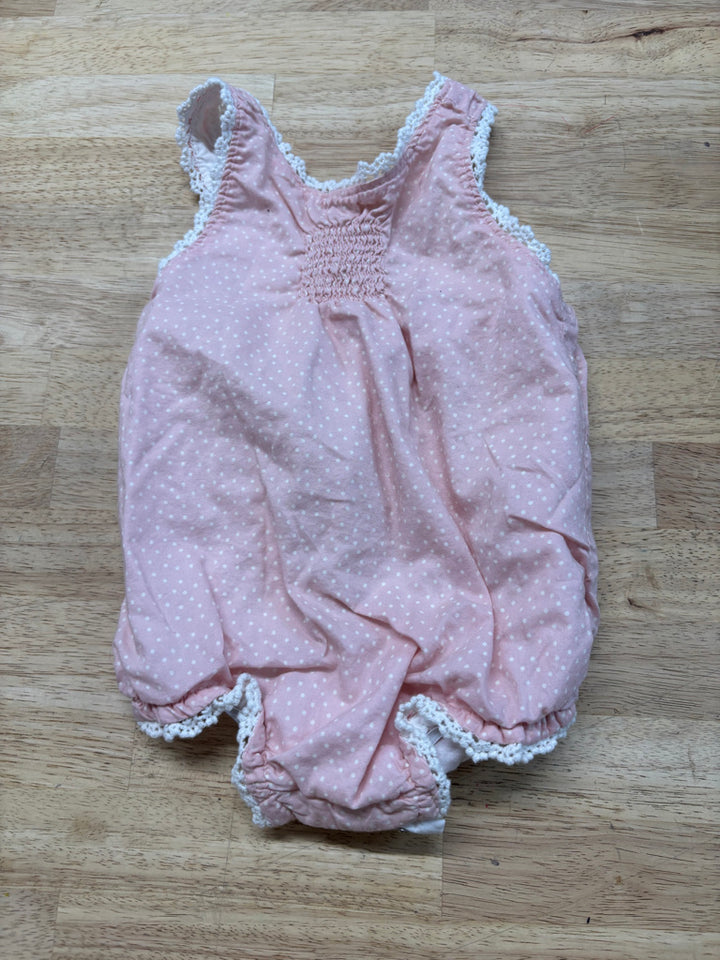 Savanna Polka Dot Bubble Romper Pink | Size 3–6M