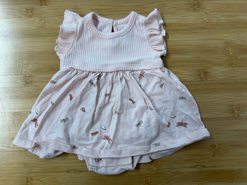 Carter's Dragonfly Bodysuit Dress – Newborn | Ruffle Cap Sleeve Ribbed Top Tulle Skirt - Nest and Sprout-Consignment