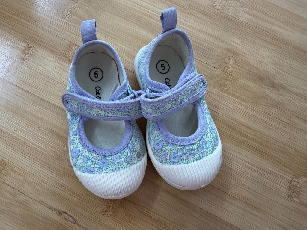 Cat & Jack Floral Mary Jane Sneaker – 5 (EU 21) | Soft Purple