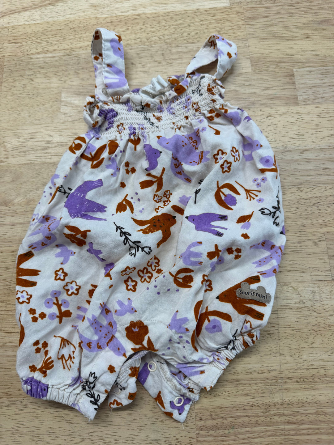Souris Mini Tencel Bird Romper – 0-3 Months