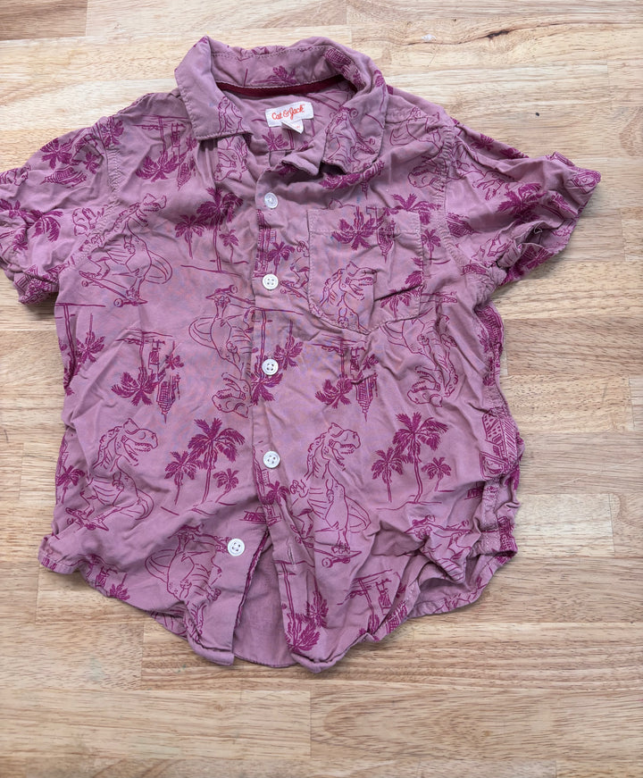 Cat & Jack Button-Up – Size XS (4/5Y, Dinosaur Print) imperfect