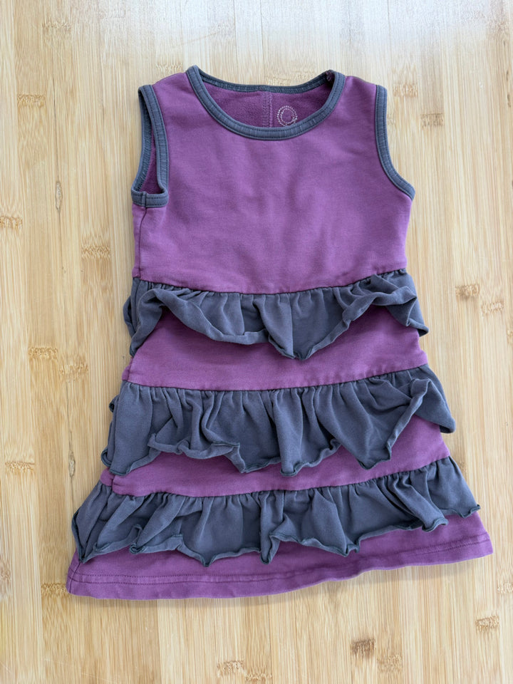 Peekaboo Beans Tiered Ruffle Dress – 2 | Purple & Grey