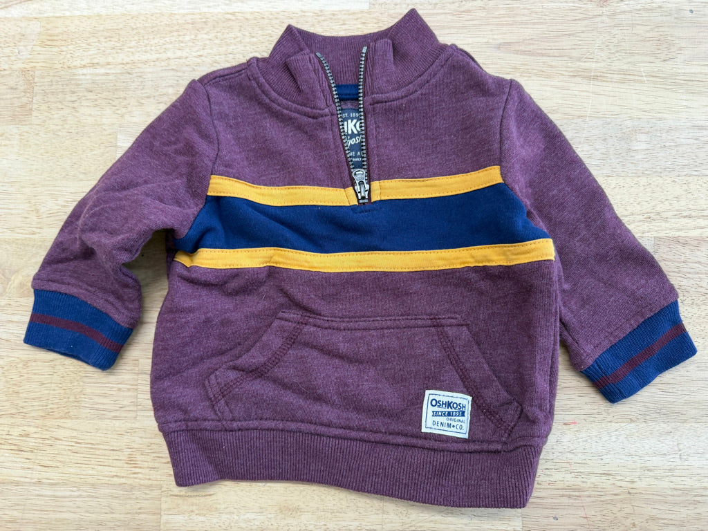 OshKosh Quarter Zip Sweatshirt Burgundy | Size 6M