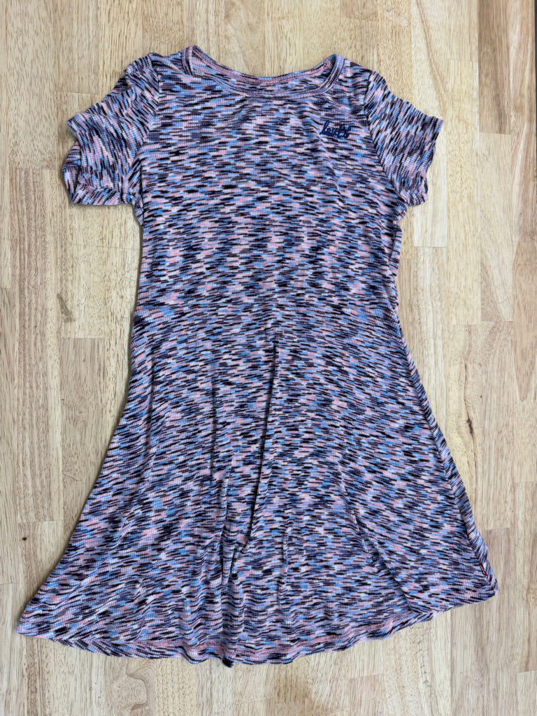 Levi's Ribbed Short Sleeve Dress – 6X | Burgundy Pink & Blue Hatch