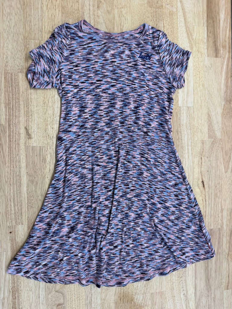 Levi's Ribbed Short Sleeve Dress – 6X | Burgundy Pink & Blue Hatch - Nest and Sprout-Consignment