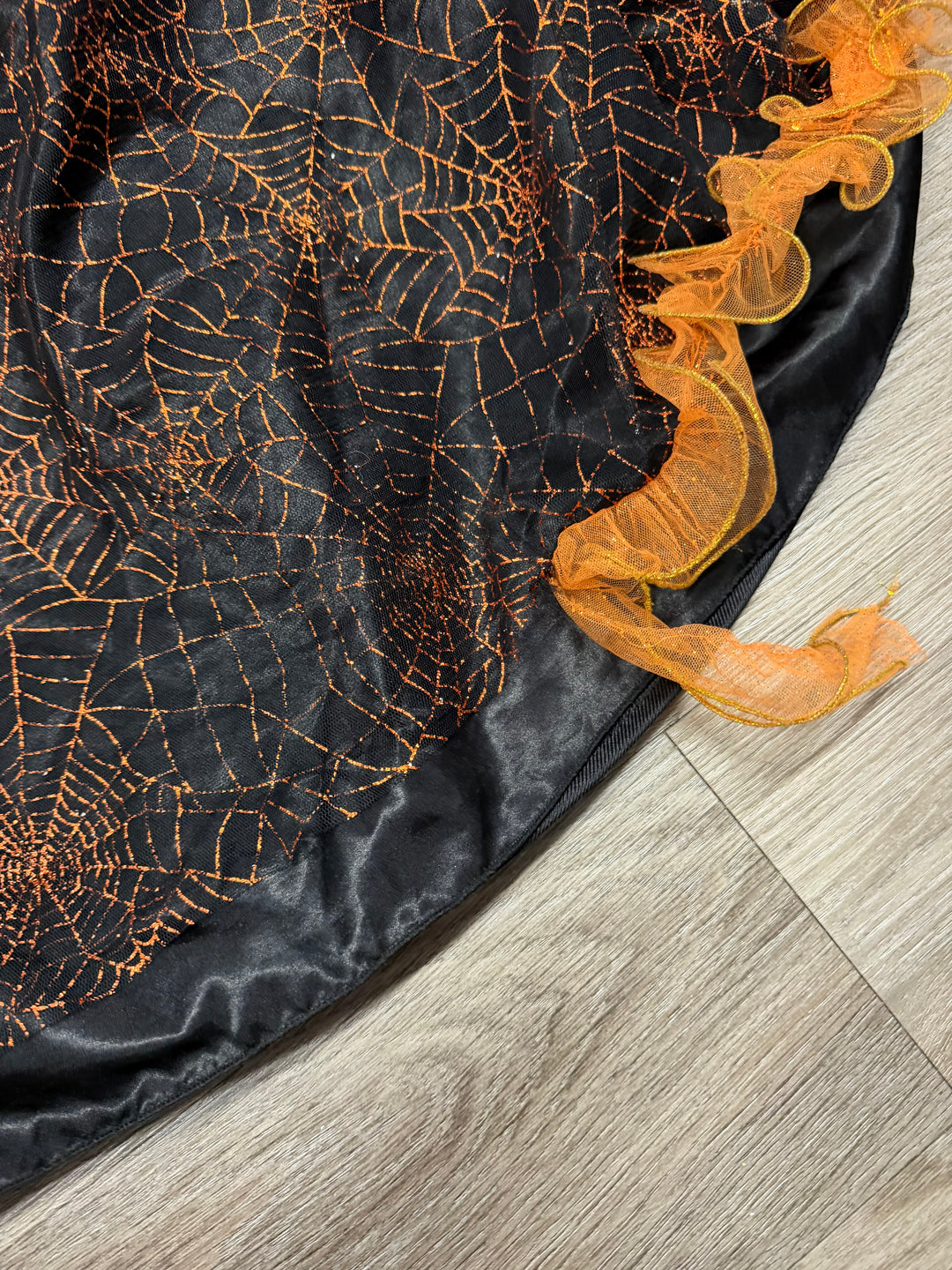Witch Costume – 4 | Orange Spiderweb Hat and Broomstick | Hoop Skirt