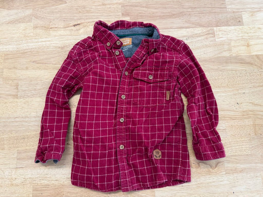 Souris Mini Flannel Shirt – 2–3Y | Red Plaid Button - Up - Nest and Sprout - Consignment