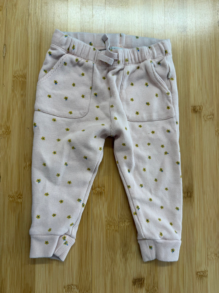 Wilson & French Waffle Leggings – 12–18M | Peach Yellow Flowers