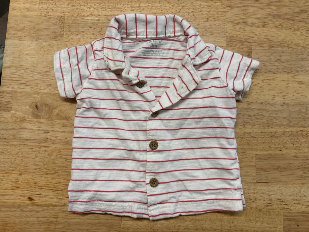 Carter’s Polo – Cream/Red Stripe