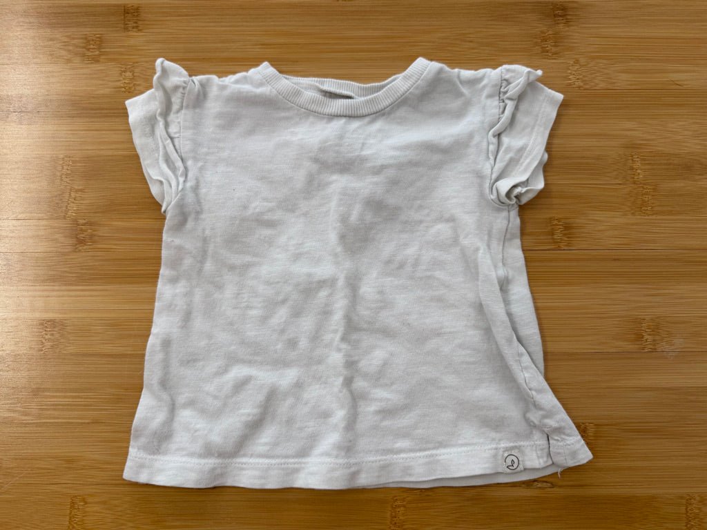 Little Planet by Carter's Ruffle Cap-Sleeve Shirt – 9M | White