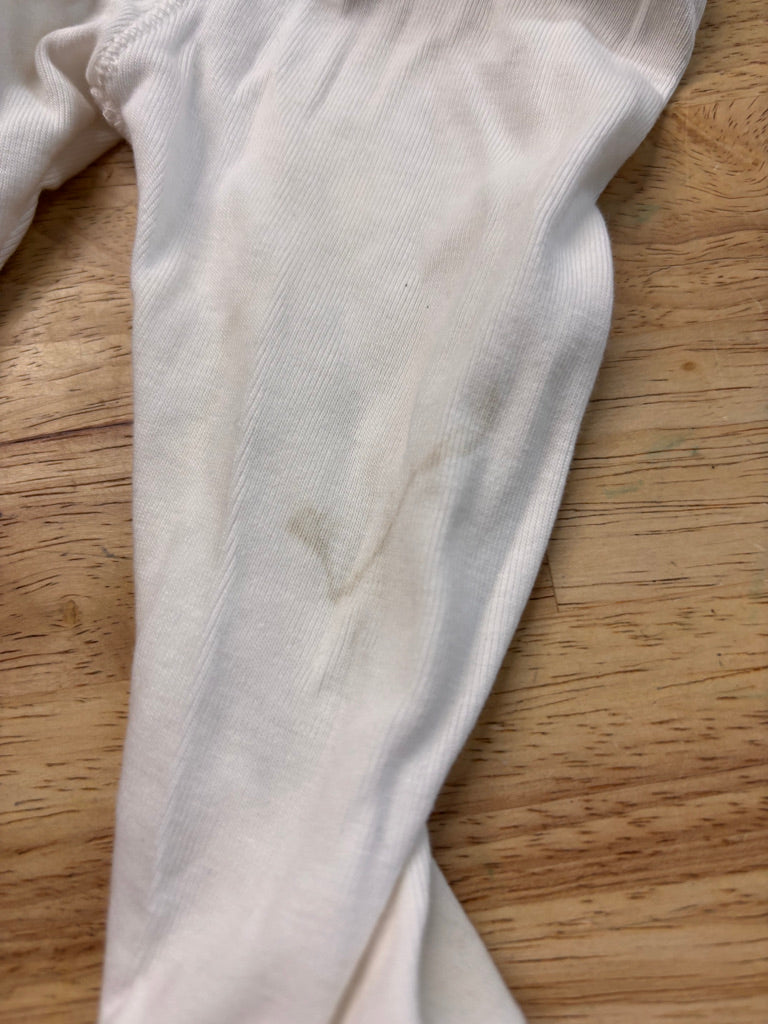 H&M Footed Leggings – Size 1-2M White Organic Cotton IMPERFECT