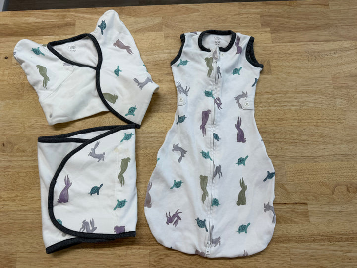 Nest Designs Swaddle Stop Sleep Sack – 0–3M | Hare & Turtle Print | Play