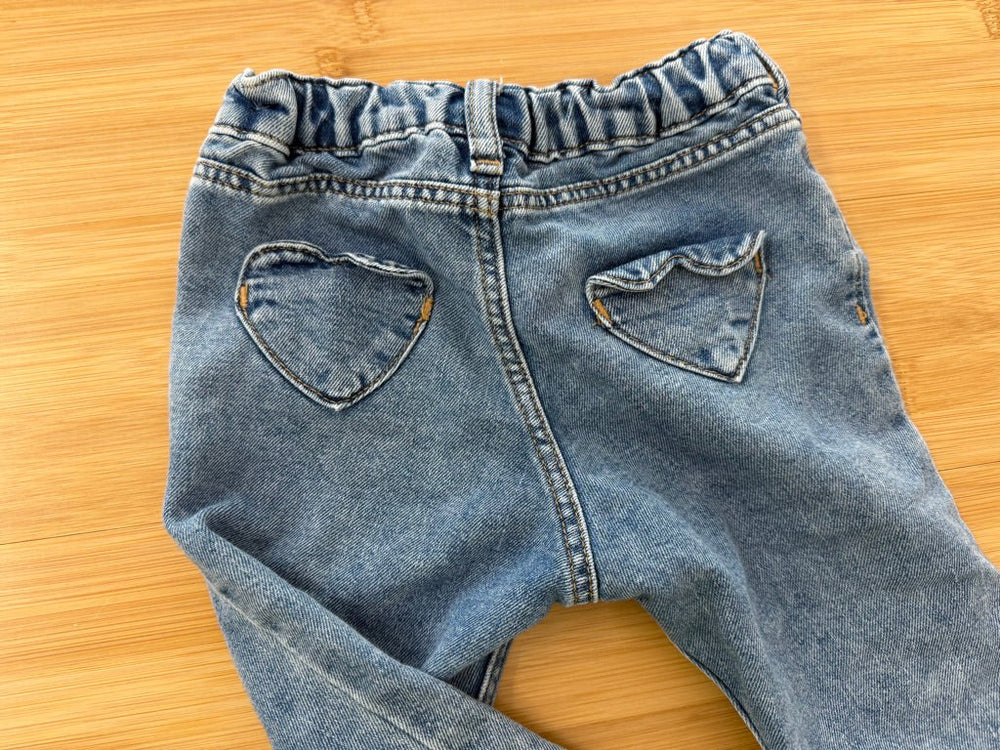 H&M Denim – 9–12M | Light Wash | Play heart pocketss - Nest and Sprout-Consignment