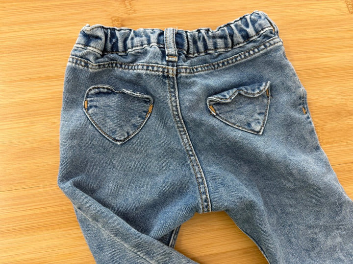 H&M Denim – 9–12M | Light Wash | Play heart pocketss - Nest and Sprout-Consignment