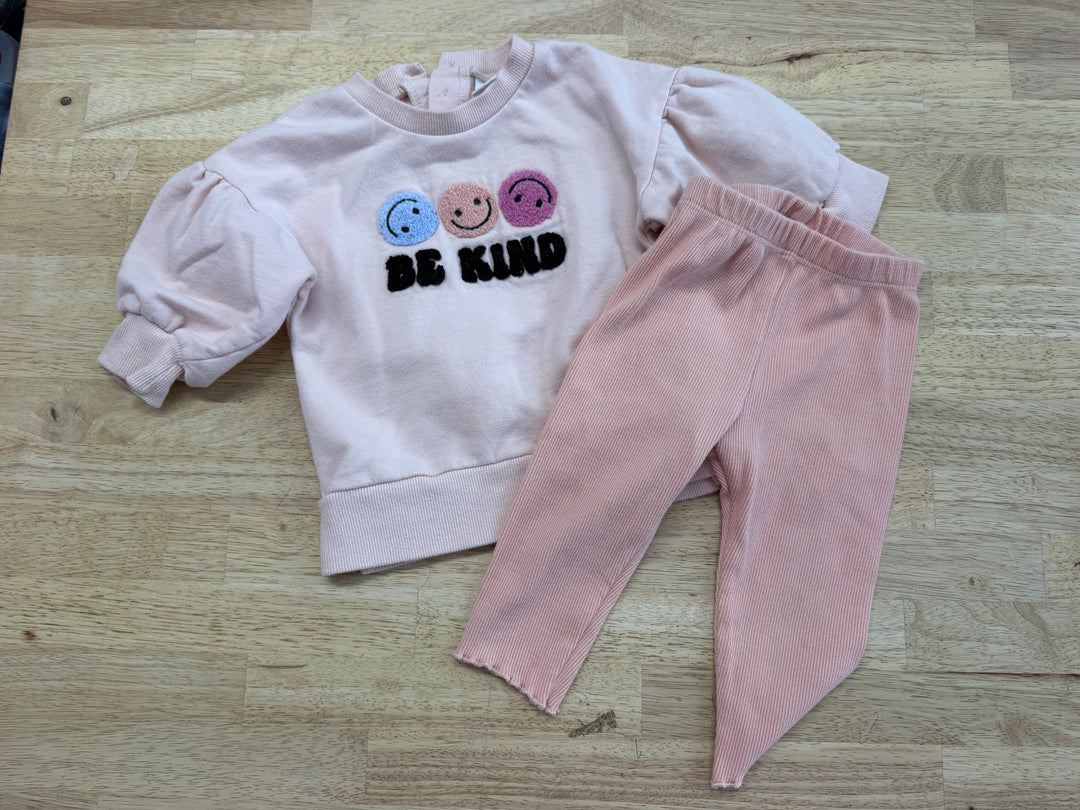 PL Baby Peach Two-Piece Set – 9M | Ribbed Leggings & Sweatshirt