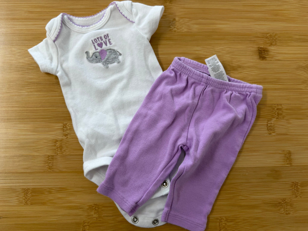 Child of Mine Elephant Outfit – Newborn | White & Purple Leggings | Play