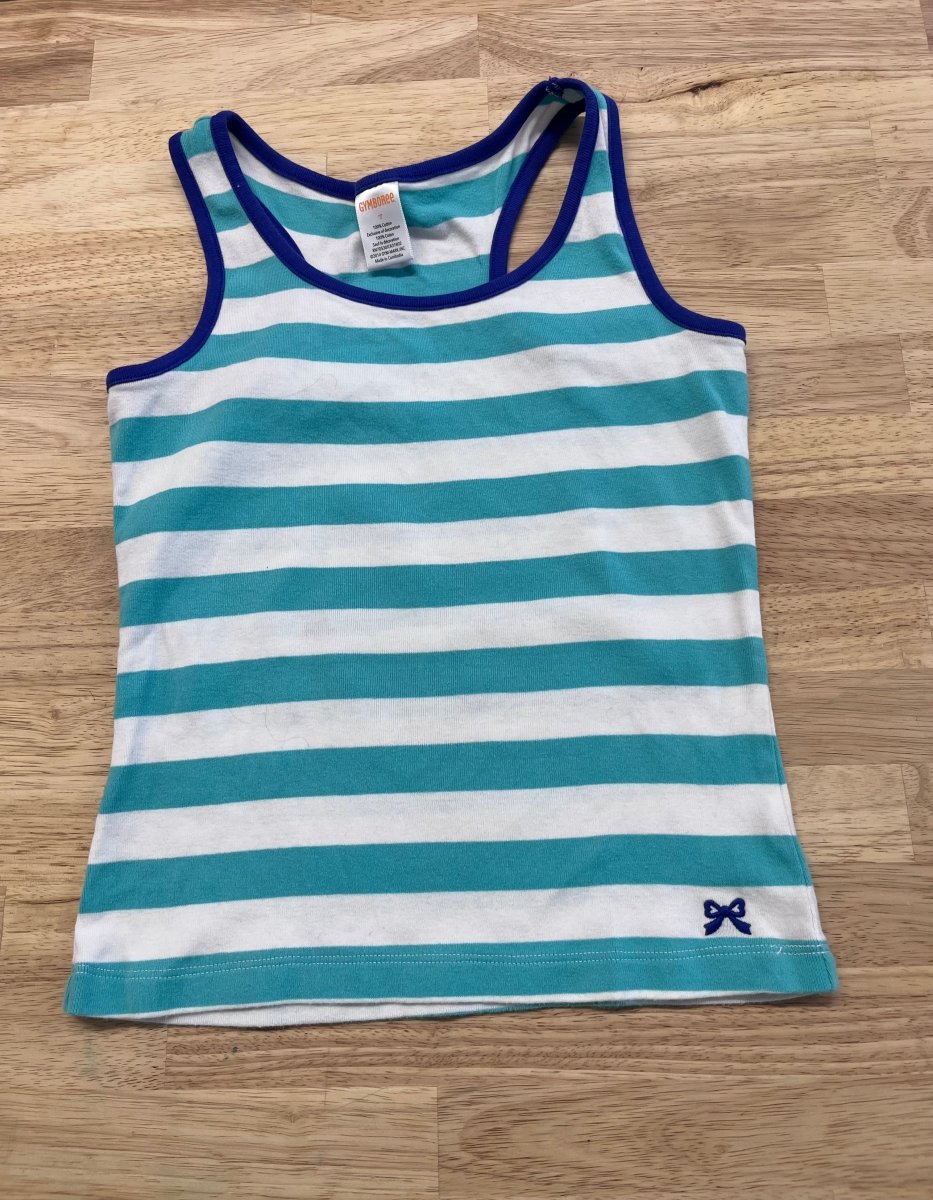 Gymboree Tank Top – Size 7 (Teal & White Striped) - Nest and Sprout - Consignment