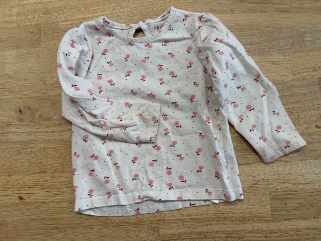 Primark Shirt – 9–12M | Cream, Small Floral Allover Print - Nest and Sprout - Consignment