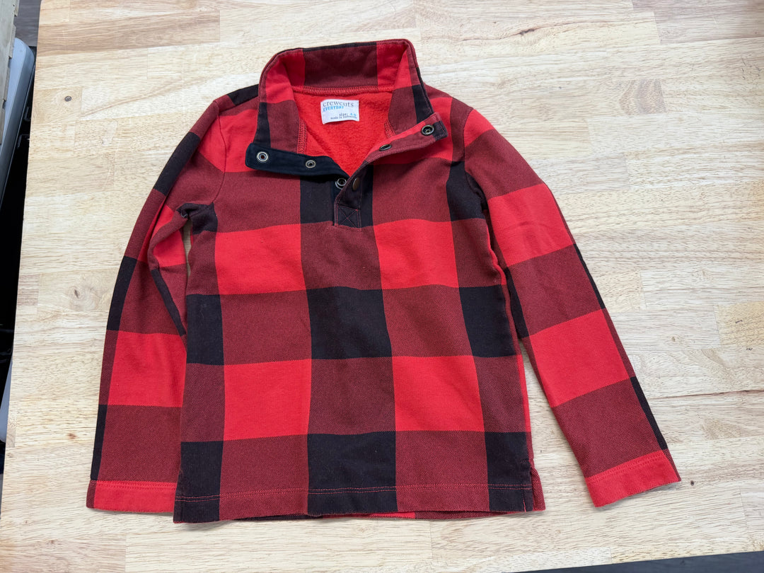 Crewcuts Everyday Plaid Sweatshirt – 4–5Y | Red & Black Lightweight | Play