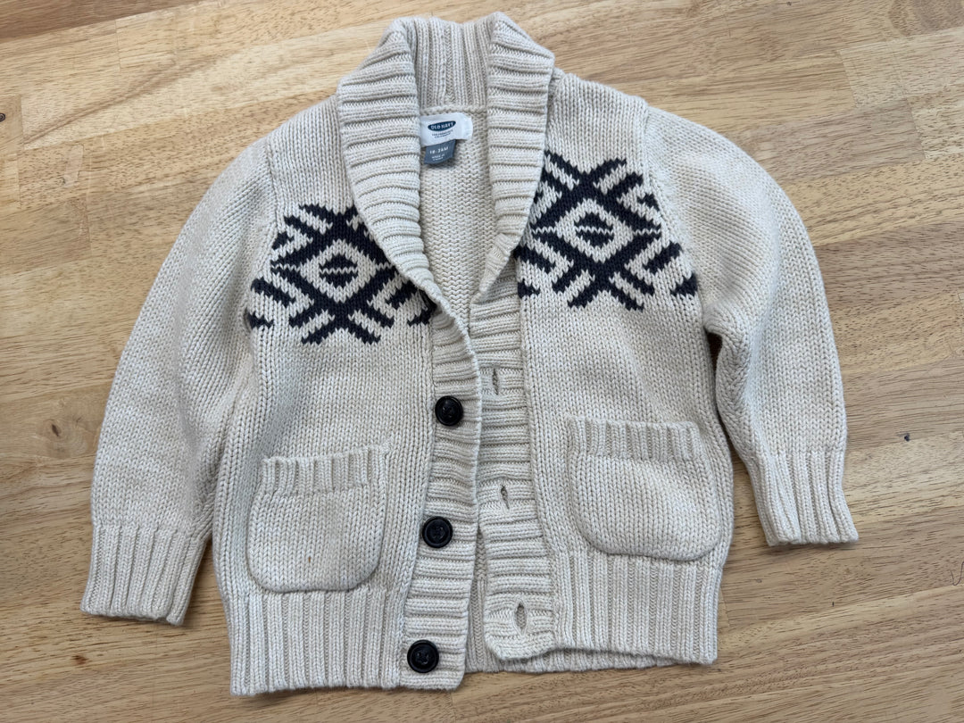Old Navy Charcoal Print Button-Up Vest – 18–24M | Cream