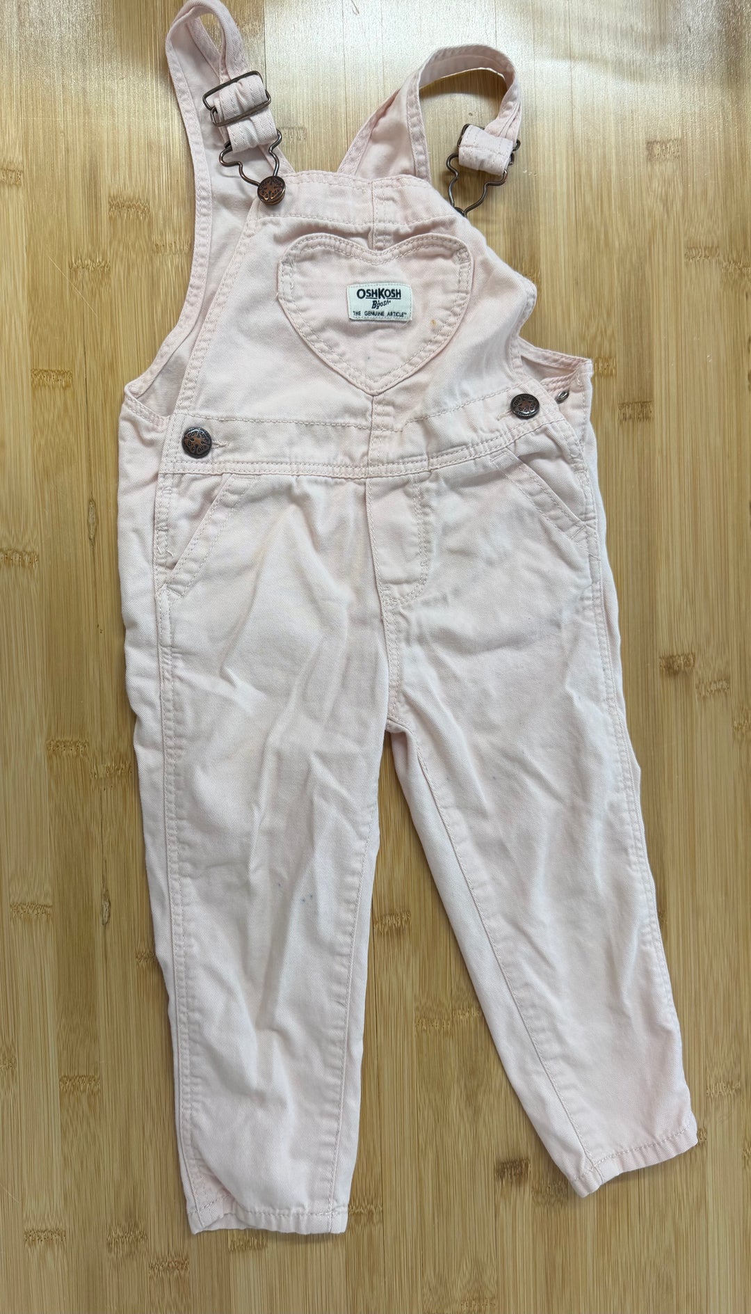 OshKosh Lightweight Denim Overalls – 2T | Light Pink PLAY CONDITION