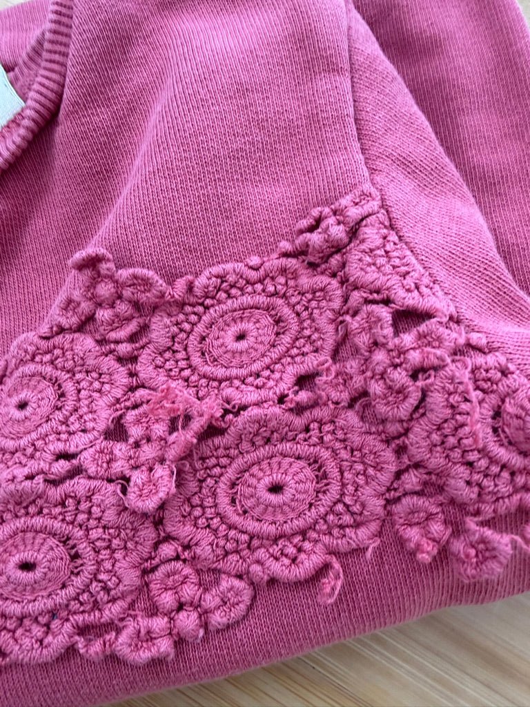 Zara Baby Girl Salmon Crochet Detail Sweatshirt – 18–24M | Play - Nest and Sprout-Consignment