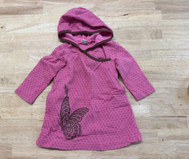Tea Collection Pink Red Geometric Brown Butterfly Hooded Dress – 12–18M