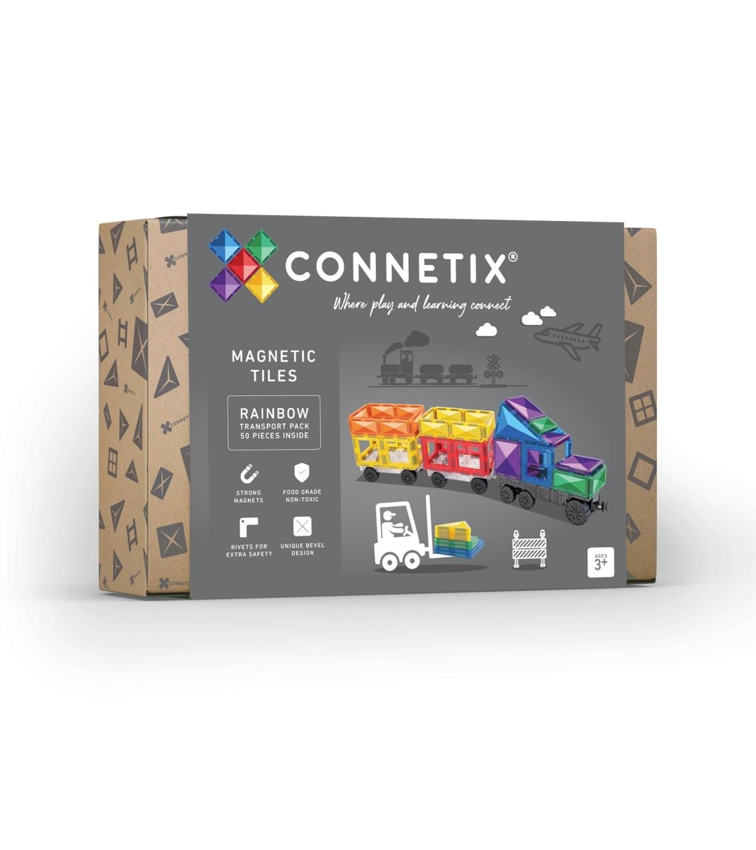Connetix Rainbow Transport Pack, 50 Pieces - Nest and Sprout - Connetix