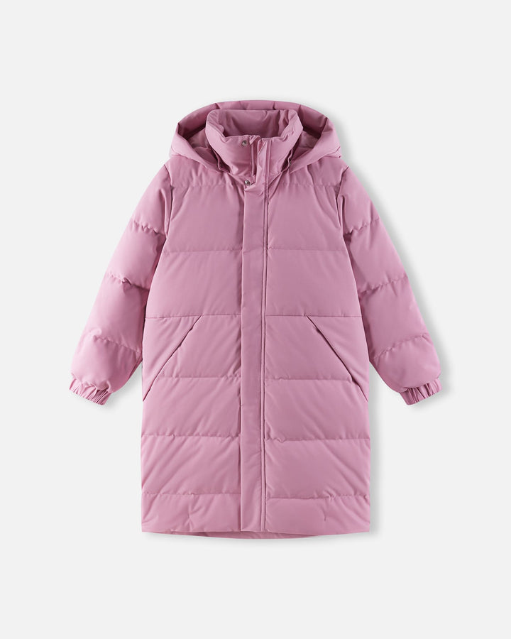 Reima Parkkala Down Jacket – Grey Pink | Kids Long Puffer Winter Coat
