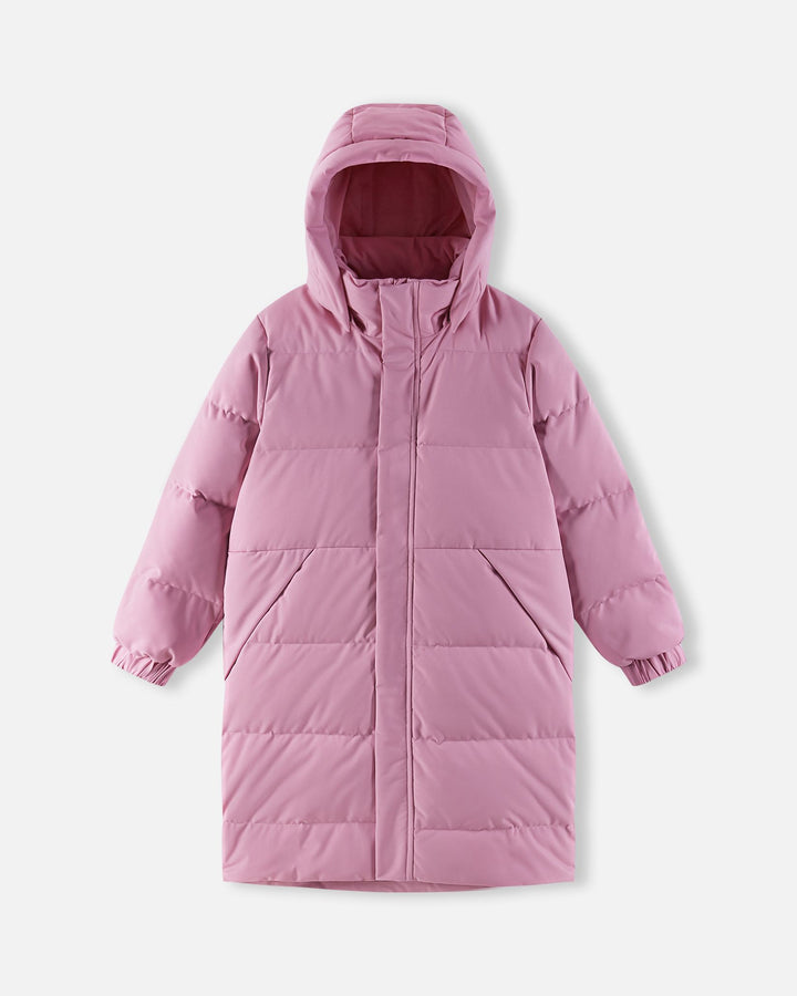 Reima Parkkala Down Jacket – Grey Pink | Kids Long Puffer Winter Coat