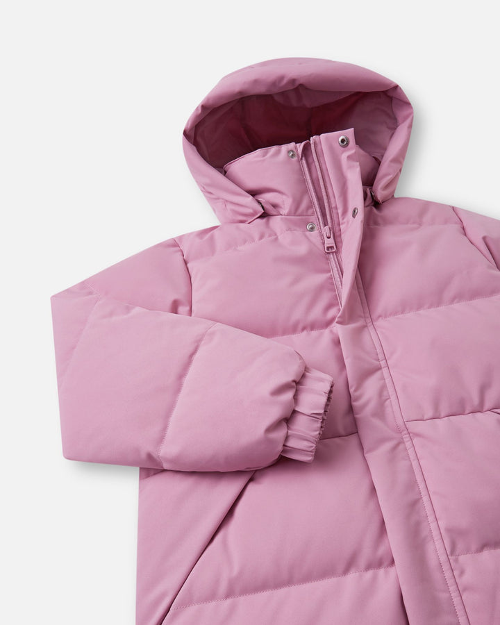 Reima Parkkala Down Jacket – Grey Pink | Kids Long Puffer Winter Coat
