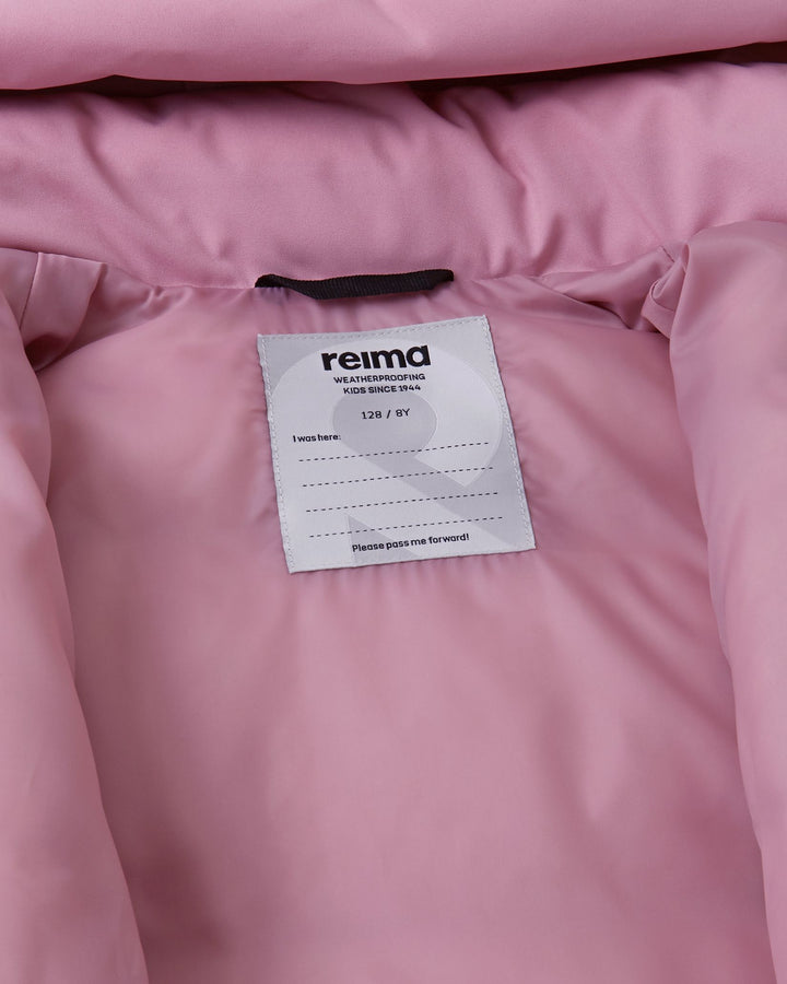 Reima Parkkala Down Jacket – Grey Pink | Kids Long Puffer Winter Coat