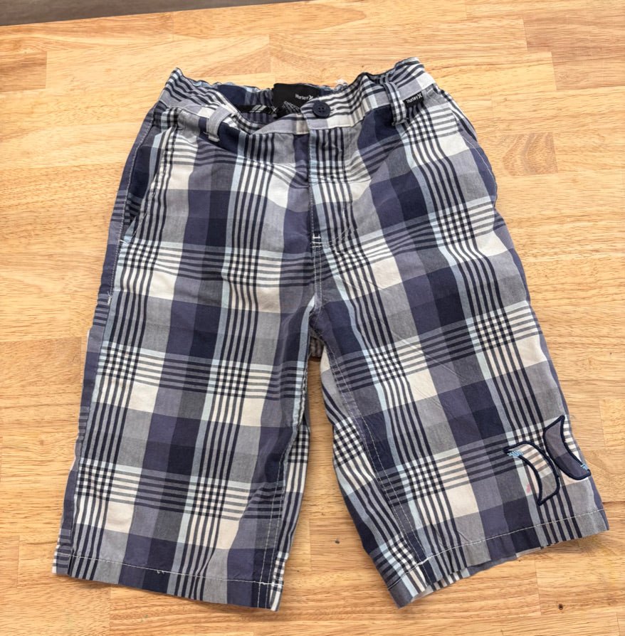 Hurley Size 8 Blue Plaid Shorts imperfect - Nest and Sprout - Consignment