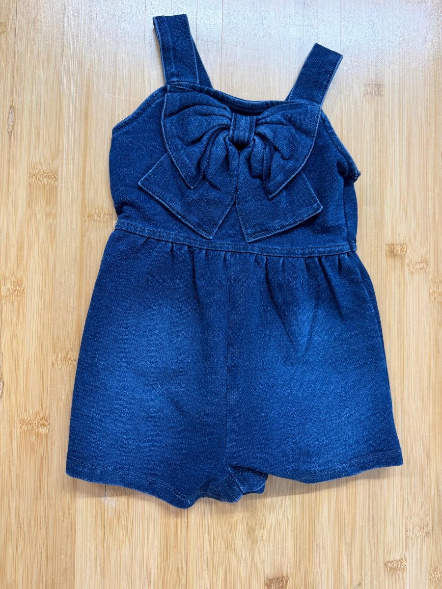 Habitual Kids Romper – 12m Dark Denim with Bow - Nest and Sprout-Consignment