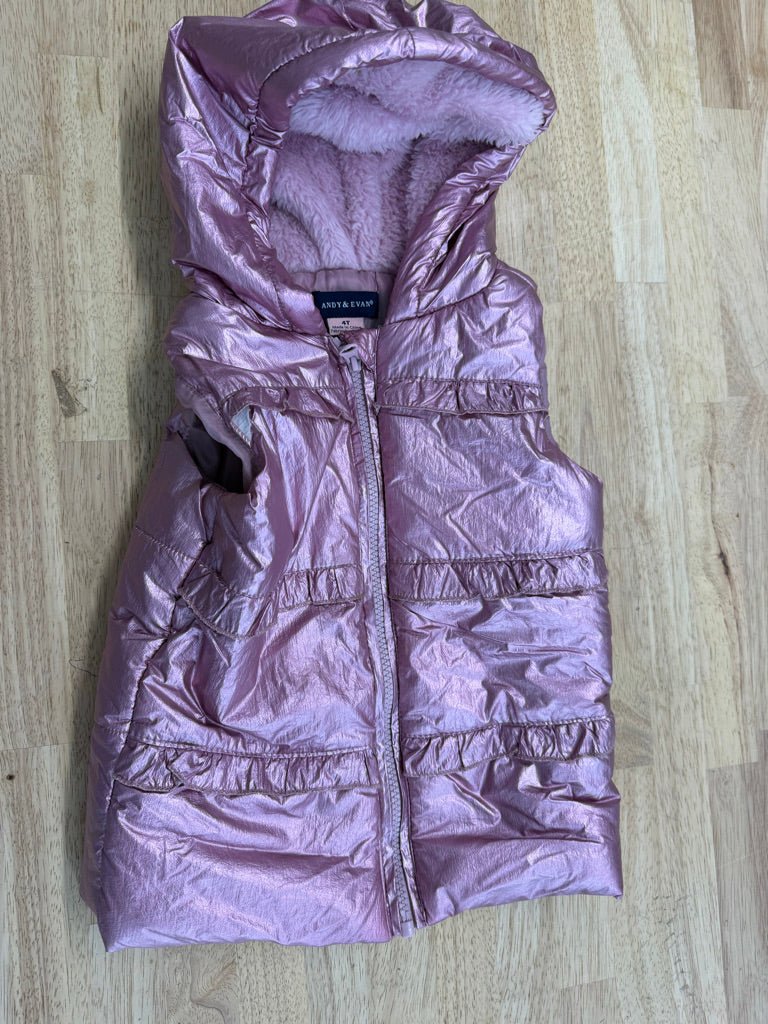 Andy & Evan Insulated Hooded Vest – 4T | Metallic Pink - Nest and Sprout-Consignment
