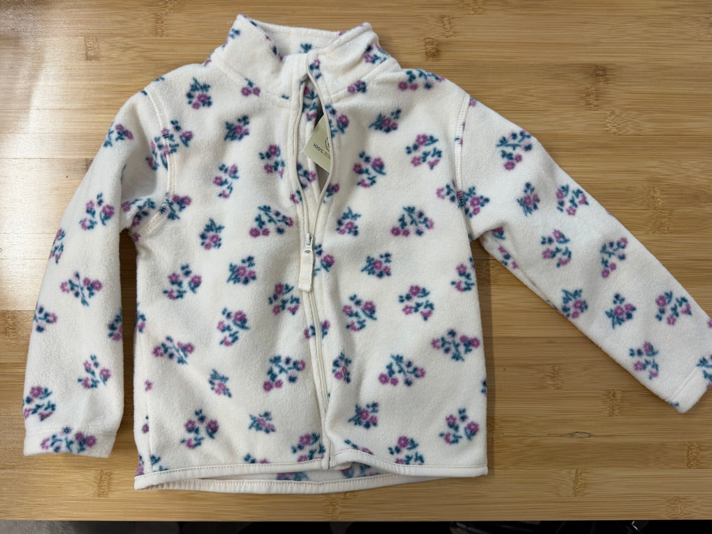 George Fleece Zip-Up – 4T | Cream Purple Floral | NWT