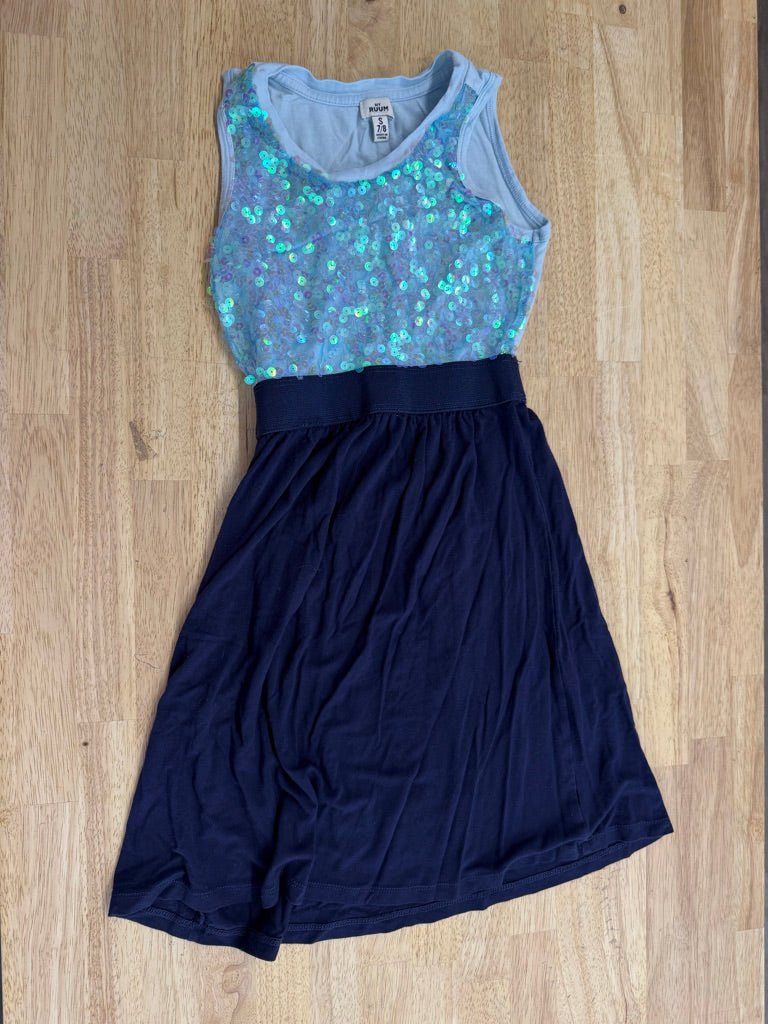 My Ruum Sequin Bodice Tank Dress – 7/8| Blue Light Blue Sequin - Nest and Sprout-Consignment