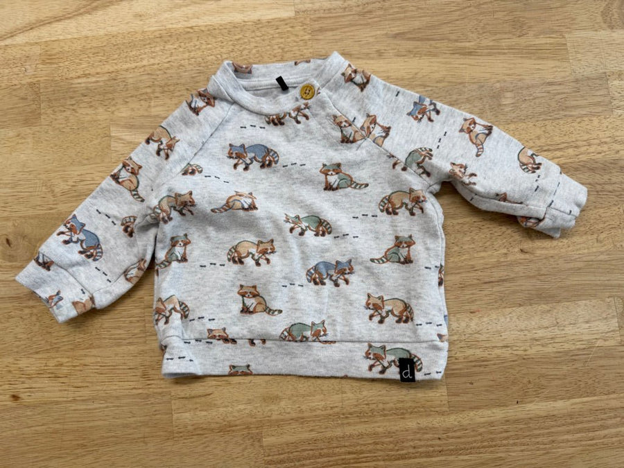 Deux par Deux Sweatshirt – 12M | Light Grey Raccoon Print - Nest and Sprout - Consignment
