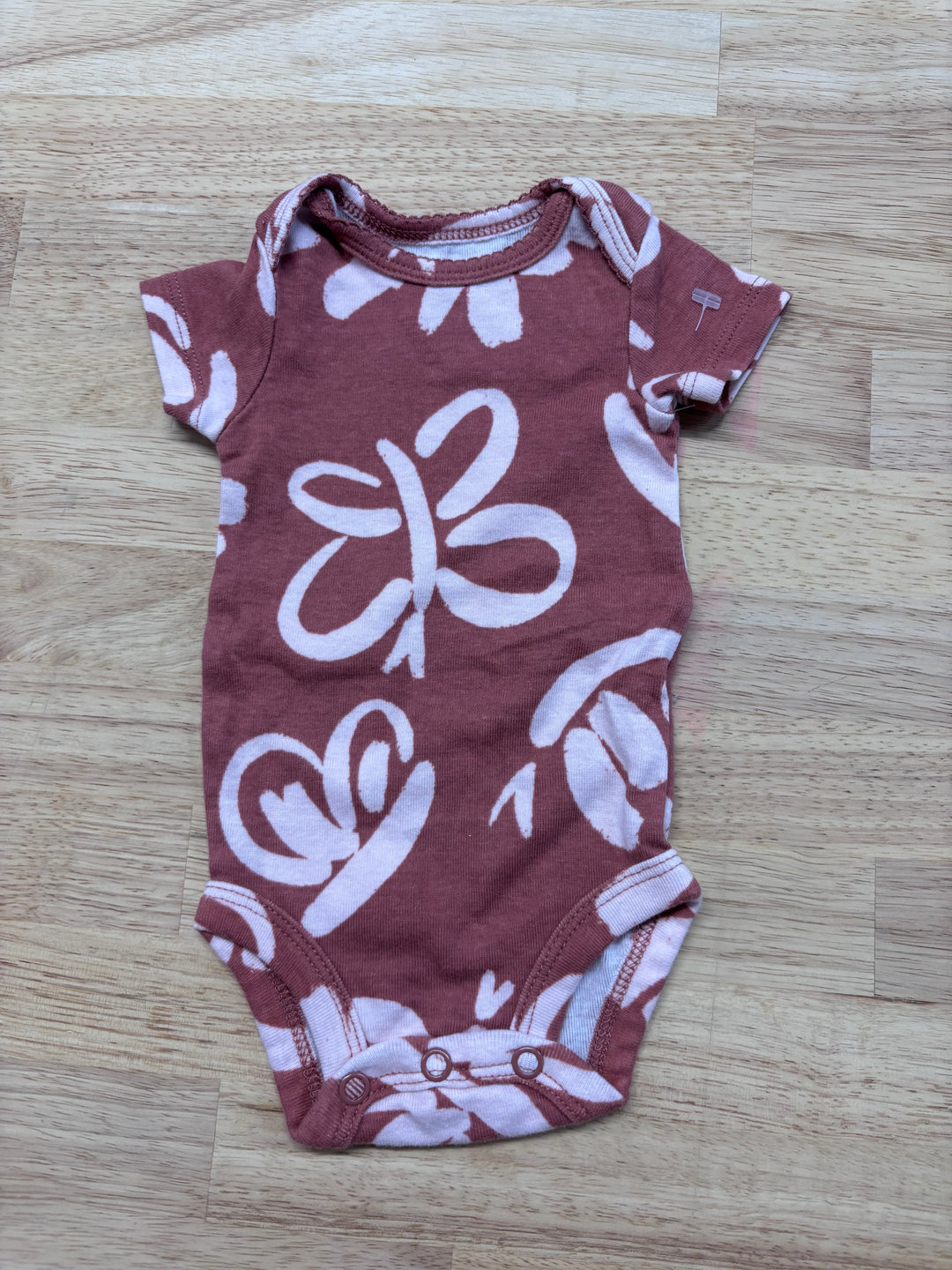 Carters Newborn Bodysuit, Floral Print Salmon Short Sleeve