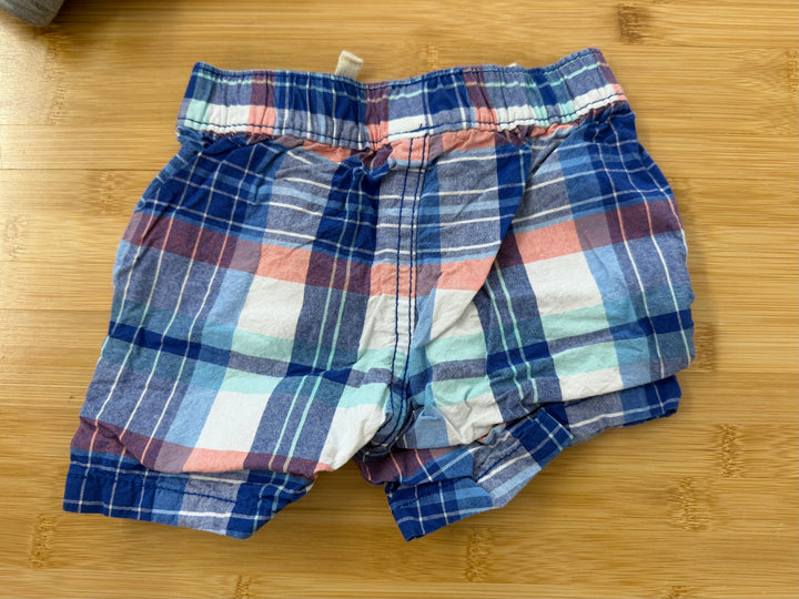 The Children's Place Boy Shorts – 6–9M | Blue & Peach Plaid